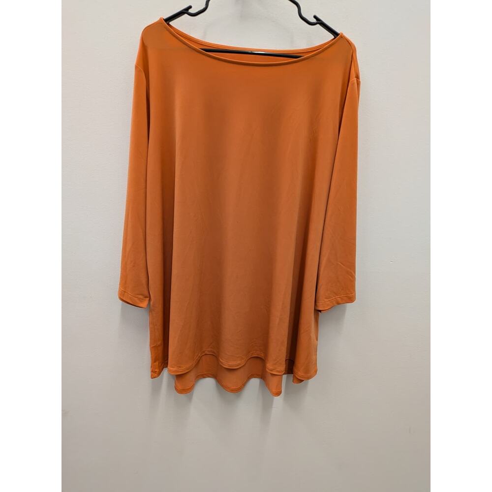 Susan Graver Modern Essentials Women’s 3X Plus Orange Tunic Top 3/4 Sleeve